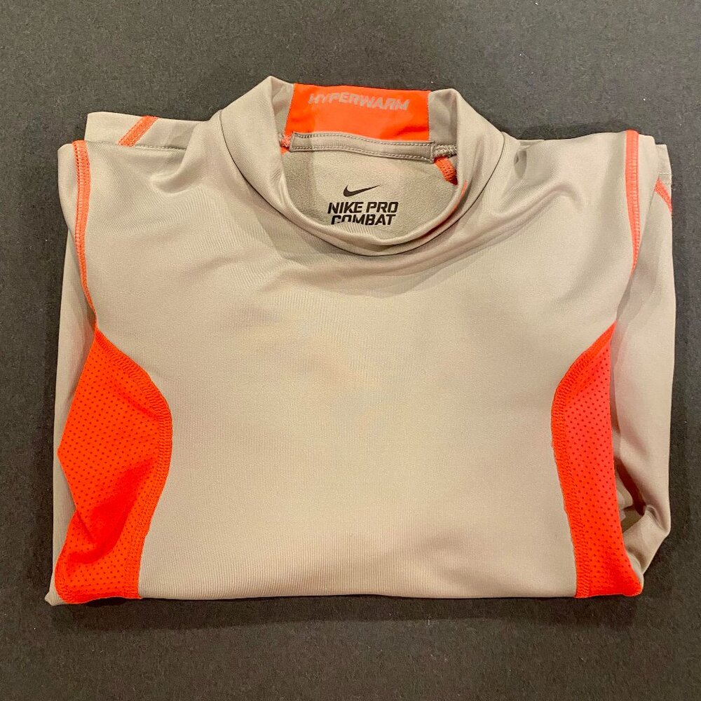 Nike Pro Combat Hyperwarm mock neck long sleeve dryi-fit shirt, boys M